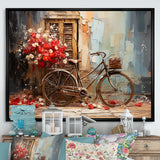 Crimson Ride Red Flowers - Bicycle Canvas Wall Art