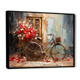 Crimson Ride Red Flowers - Bicycle Canvas Wall Art