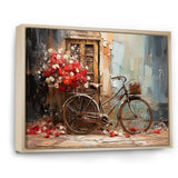 Crimson Ride Red Flowers - Bicycle Canvas Wall Art