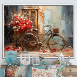 Crimson Ride Red Flowers - Bicycle Canvas Wall Art