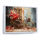 Crimson Ride Red Flowers - Bicycle Canvas Wall Art