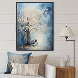 Indigo Intrigue White Tree - Bicycle Canvas Wall Art