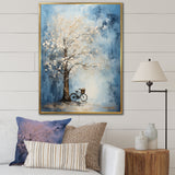 Indigo Intrigue White Tree - Bicycle Canvas Wall Art