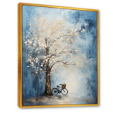 Indigo Intrigue White Tree - Bicycle Canvas Wall Art
