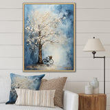 Indigo Intrigue White Tree - Bicycle Canvas Wall Art