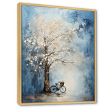 Indigo Intrigue White Tree - Bicycle Canvas Wall Art