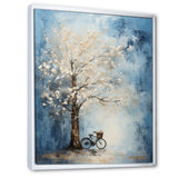 Indigo Intrigue White Tree - Bicycle Canvas Wall Art