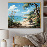 Turquoise Seaside Trek - Bicycle Canvas Wall Art