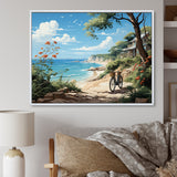 Turquoise Seaside Trek - Bicycle Canvas Wall Art