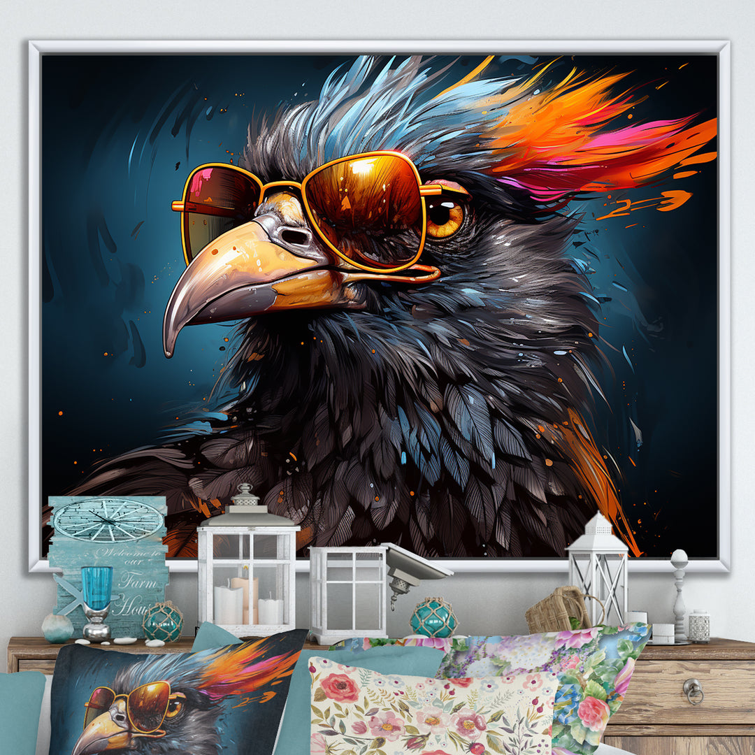 Cool Bird Abstract Aviators - Orange Bird Wall Art