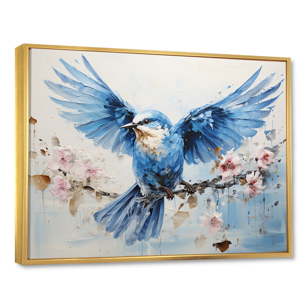 Blue Hues A Serene Scene Of Birds - Bird Large Canvas Wall Art