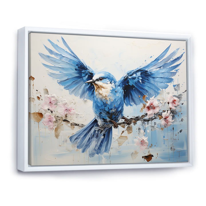 Blue Hues A Serene Scene Of Birds - Bird Large Canvas Wall Art