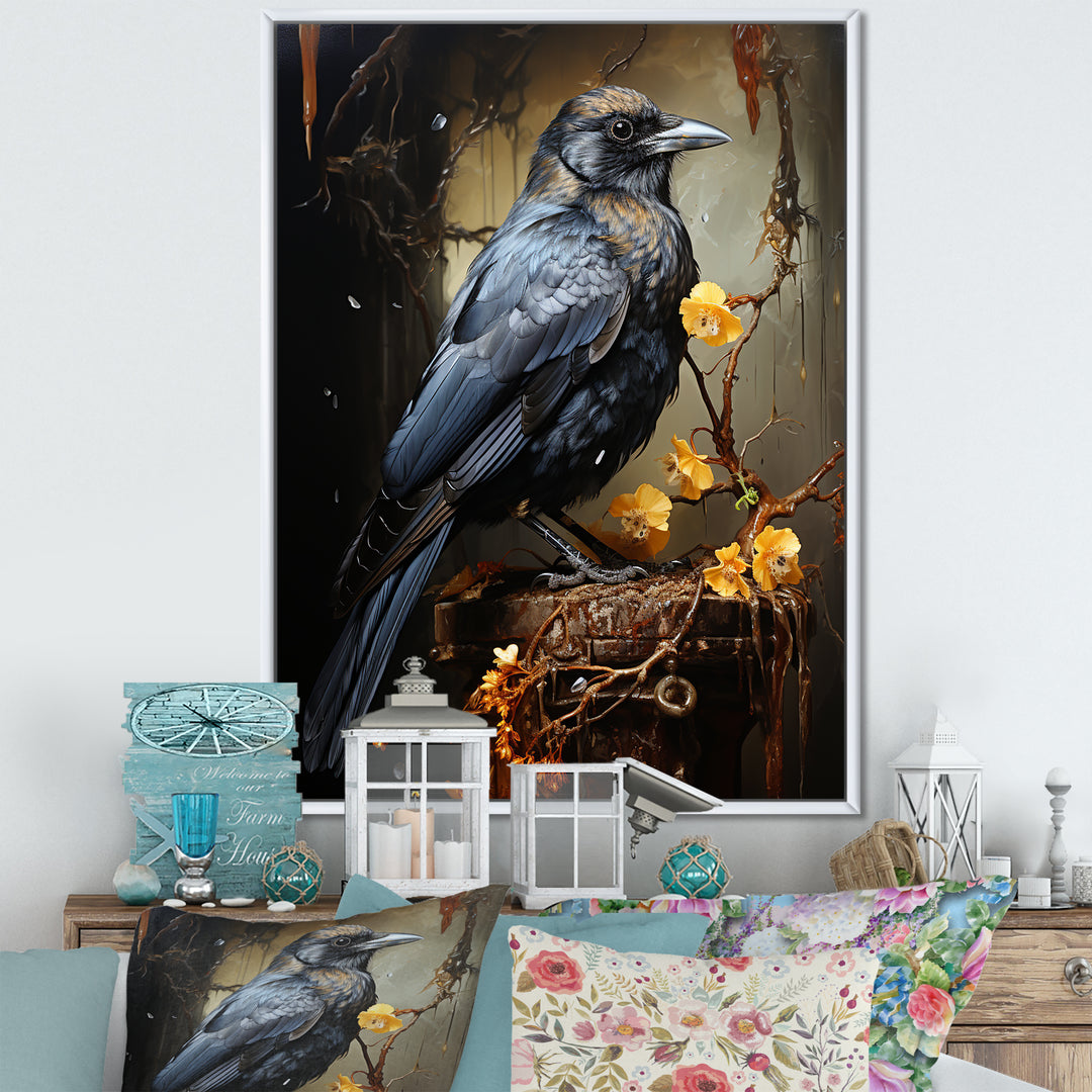Noir Black Shadows Cast A Mysterious Ambiance - Bird Canvas Wall Art