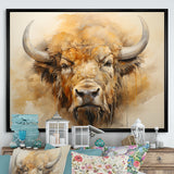 Minimalism Bison Head - Bison Canvas Wall Art