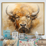 Minimalism Bison Head - Bison Canvas Wall Art