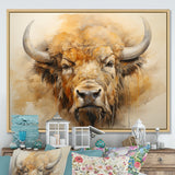 Minimalism Bison Head - Bison Canvas Wall Art