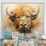 Minimalism Bison Head - Bison Canvas Wall Art