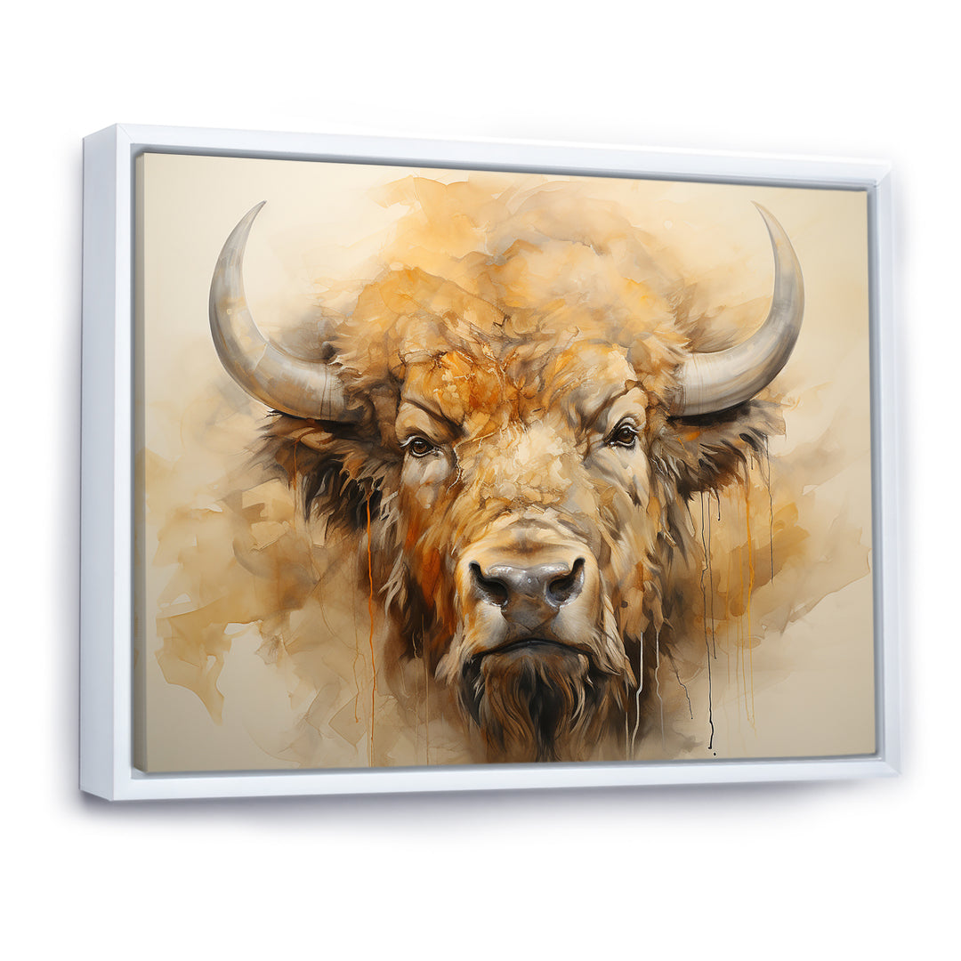 Minimalism Bison Head - Bison Canvas Wall Art