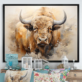 Minimalism Bison Portrait - Bison Canvas Wall Art