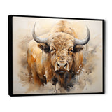 Minimalism Bison Portrait - Bison Canvas Wall Art