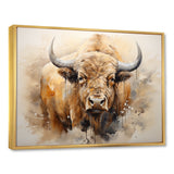 Minimalism Bison Portrait - Bison Canvas Wall Art