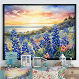 Blue Bonnets Sunset I - Floral Canvas Wall Art