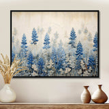 Elegant Blue And Beige Bonnets Meadow - Floral Canvas Wall Art