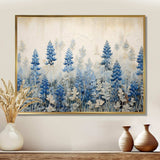 Elegant Blue And Beige Bonnets Meadow - Floral Canvas Wall Art