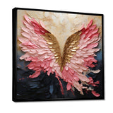 Pink And Gold Angel Wings - Abstract Canvas Wall Art