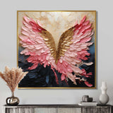 Pink And Gold Angel Wings - Abstract Canvas Wall Art