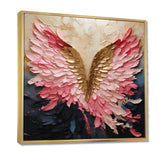 Pink And Gold Angel Wings - Abstract Canvas Wall Art