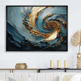 Gold And Blue Vortex Poteries - Abstract Canvas Wall Art