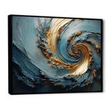 Gold And Blue Vortex Poteries - Abstract Canvas Wall Art