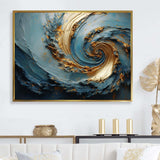 Gold And Blue Vortex Poteries - Abstract Canvas Wall Art