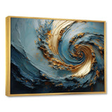 Gold And Blue Vortex Poteries - Abstract Canvas Wall Art