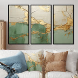 Green Gold Minimalism Poteries - 3-Piece Canvas Wall Art