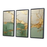 Green Gold Minimalism Poteries - 3-Piece Canvas Wall Art