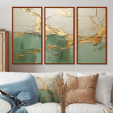 Green Gold Minimalism Poteries - 3-Piece Canvas Wall Art