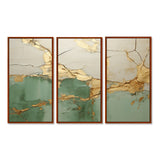 Green Gold Minimalism Poteries - 3-Piece Canvas Wall Art
