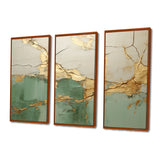 Green Gold Minimalism Poteries - 3-Piece Canvas Wall Art