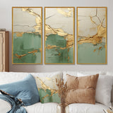 Green Gold Minimalism Poteries - 3-Piece Canvas Wall Art
