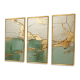 Green Gold Minimalism Poteries - 3-Piece Canvas Wall Art