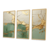 Green Gold Minimalism Poteries - 3-Piece Canvas Wall Art
