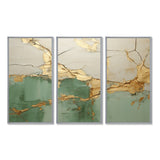 Green Gold Minimalism Poteries - 3-Piece Canvas Wall Art