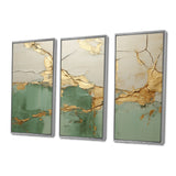 Green Gold Minimalism Poteries - 3-Piece Canvas Wall Art