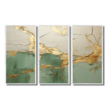Green Gold Minimalism Poteries - 3-Piece Canvas Wall Art