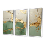 Green Gold Minimalism Poteries - 3-Piece Canvas Wall Art
