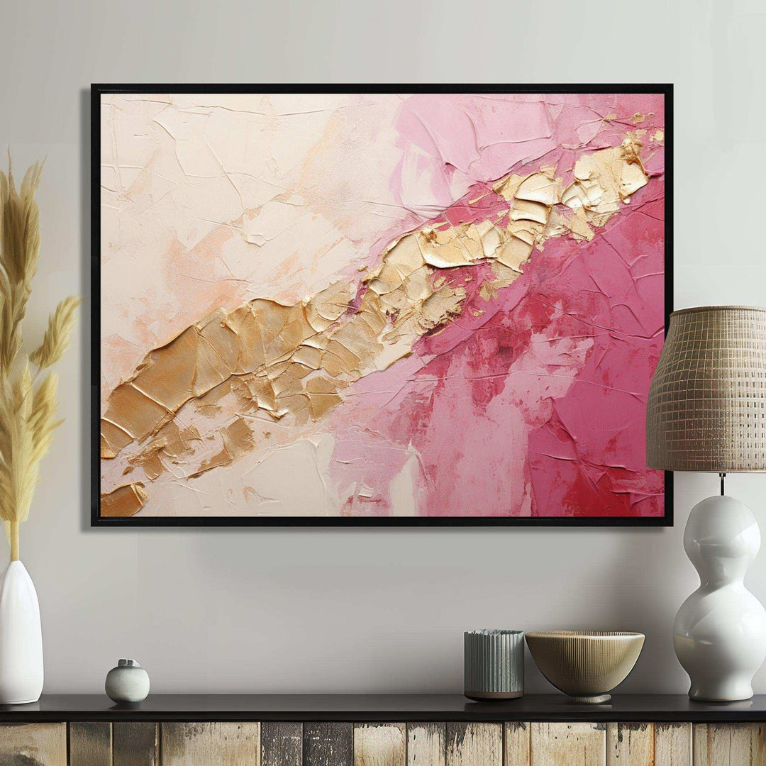 Pink Gold Minimalism Poteries I - Abstract Canvas Wall Art