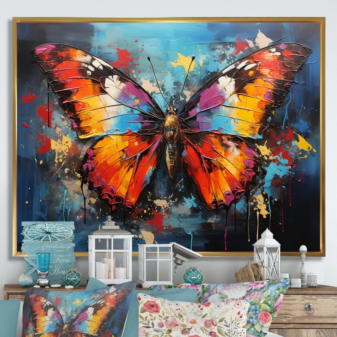 Bold Pop Colors Infuse Butterflies With Energy - Butterfly Framed Canvas Art