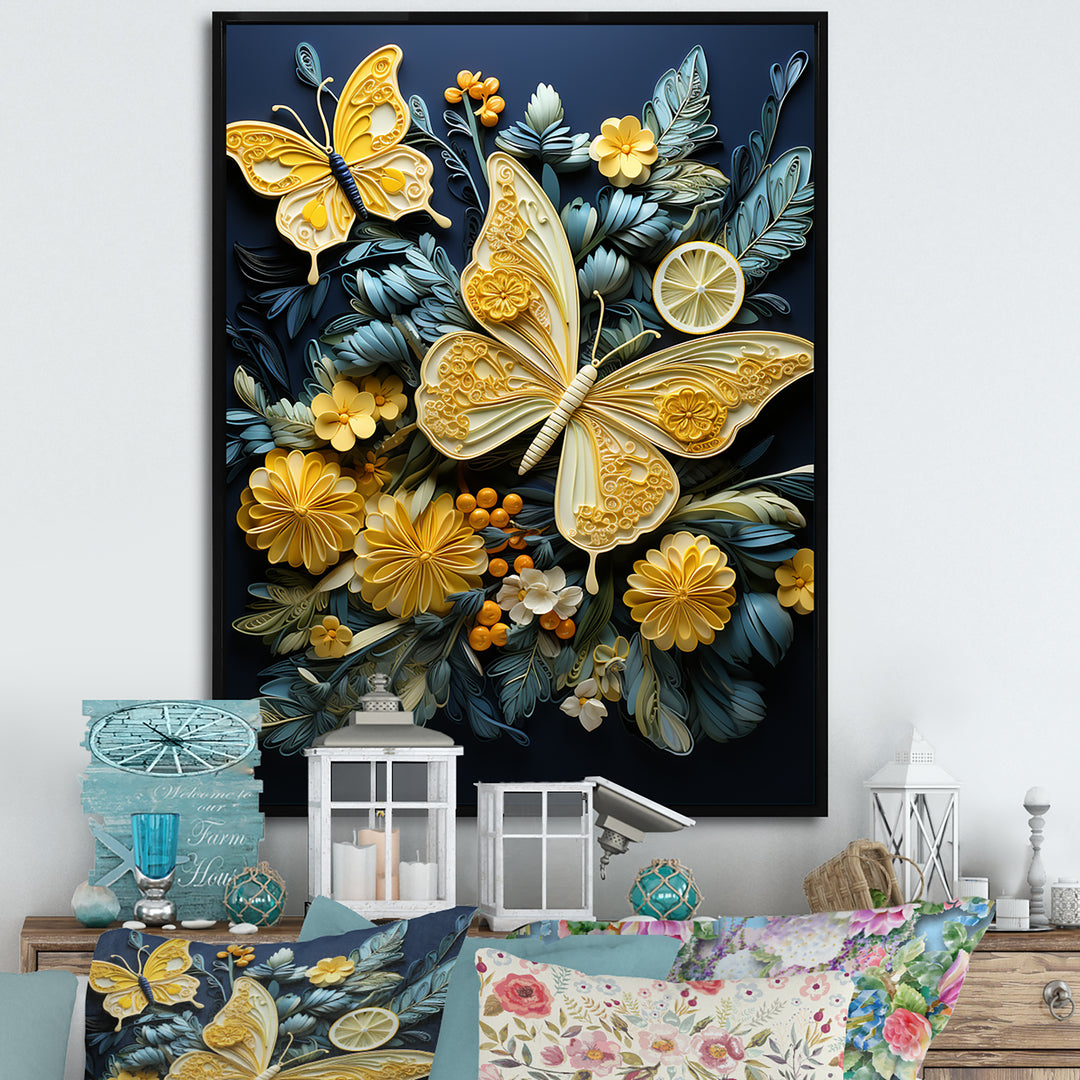 Lemon Yellow Butterfly Delight - Butterfly Home Decor Art